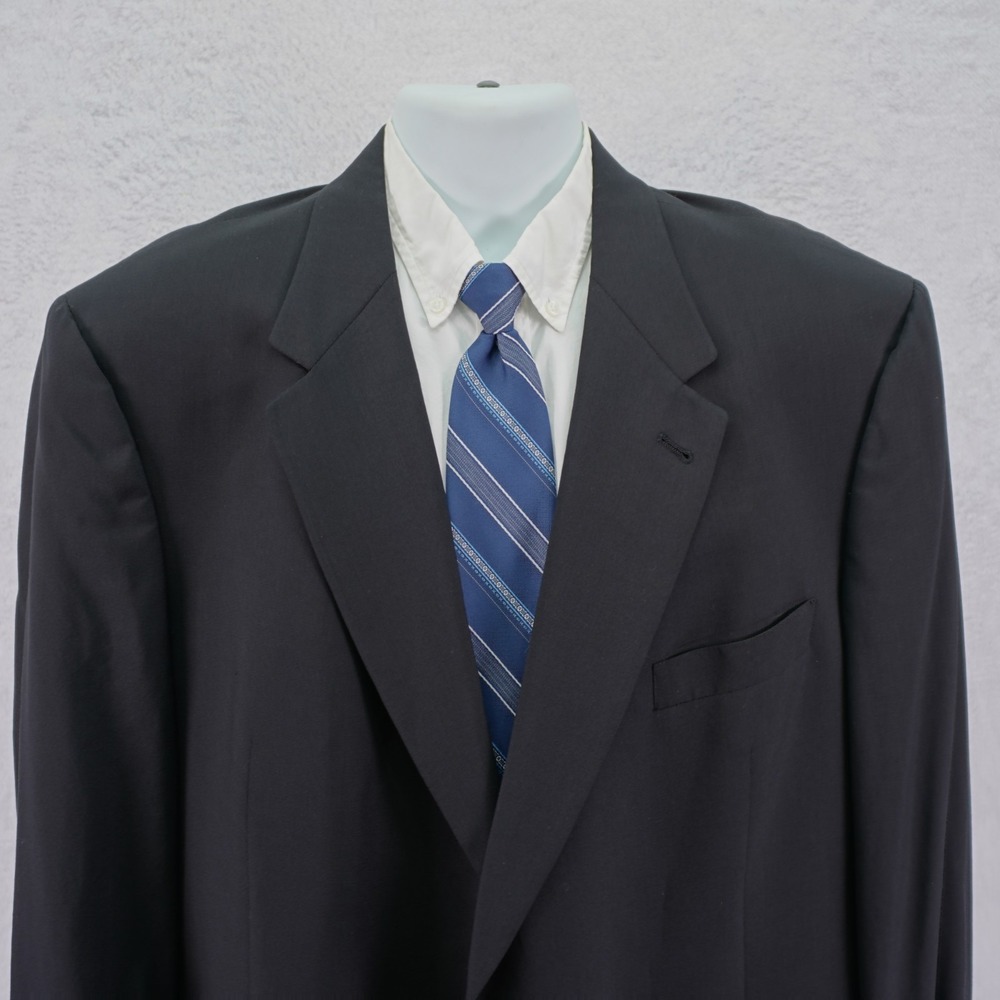 Hart Schaffner Marx Wool Blazer Black Comfort Plus 50L Tagged 52R 2 Button